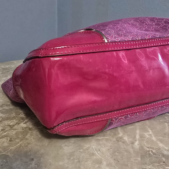 Coach Poppy Signature Metallic Outline Pink Purple Tote & Dust Bag - Picture 6 of 15